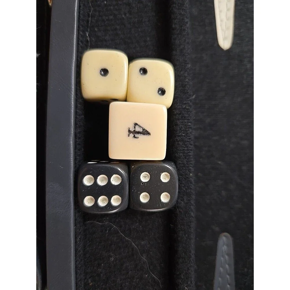 Vtg Cardinal Backgammon Set Faux Leather Grey Briefcase, Complete Game!